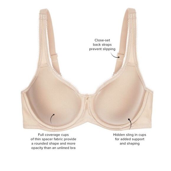 Wacoal 853192 Basic Beauty Spacer Underwire T-Shirt Bra Nude 32D $68 - Picture 2 of 11